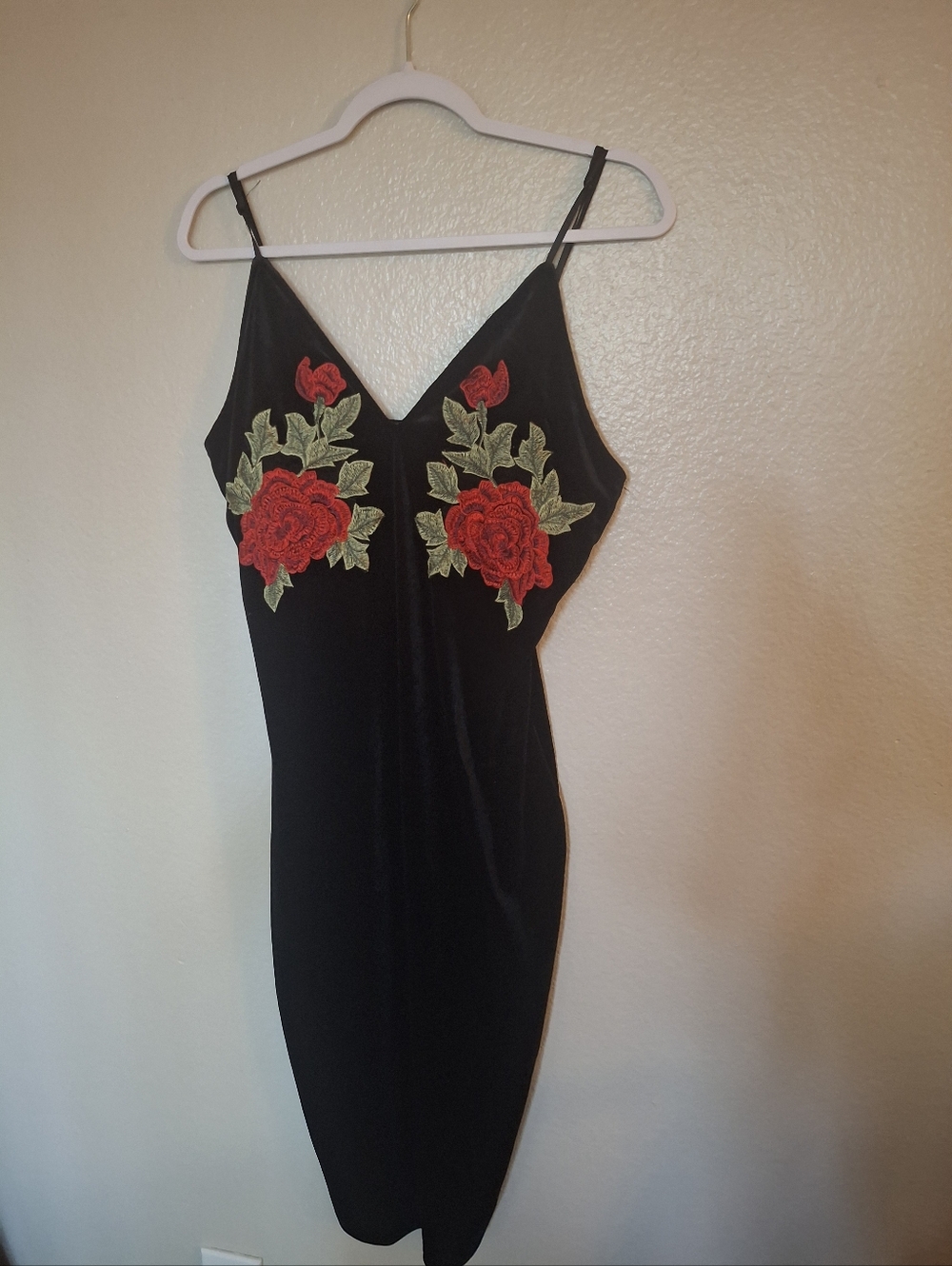 black crushed velvet midi dress